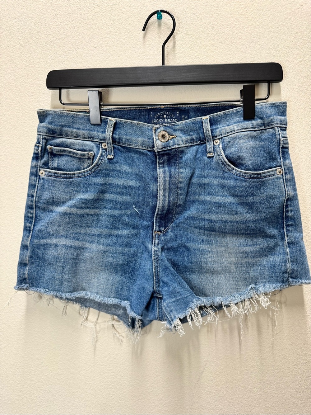 Lucky Brand Distressed Mid-Rise Blue Denim Cutoff Shorts